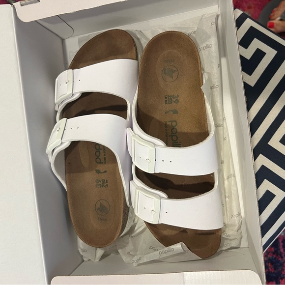 Birkenstock Shoes - Birkenstock white platform sandal